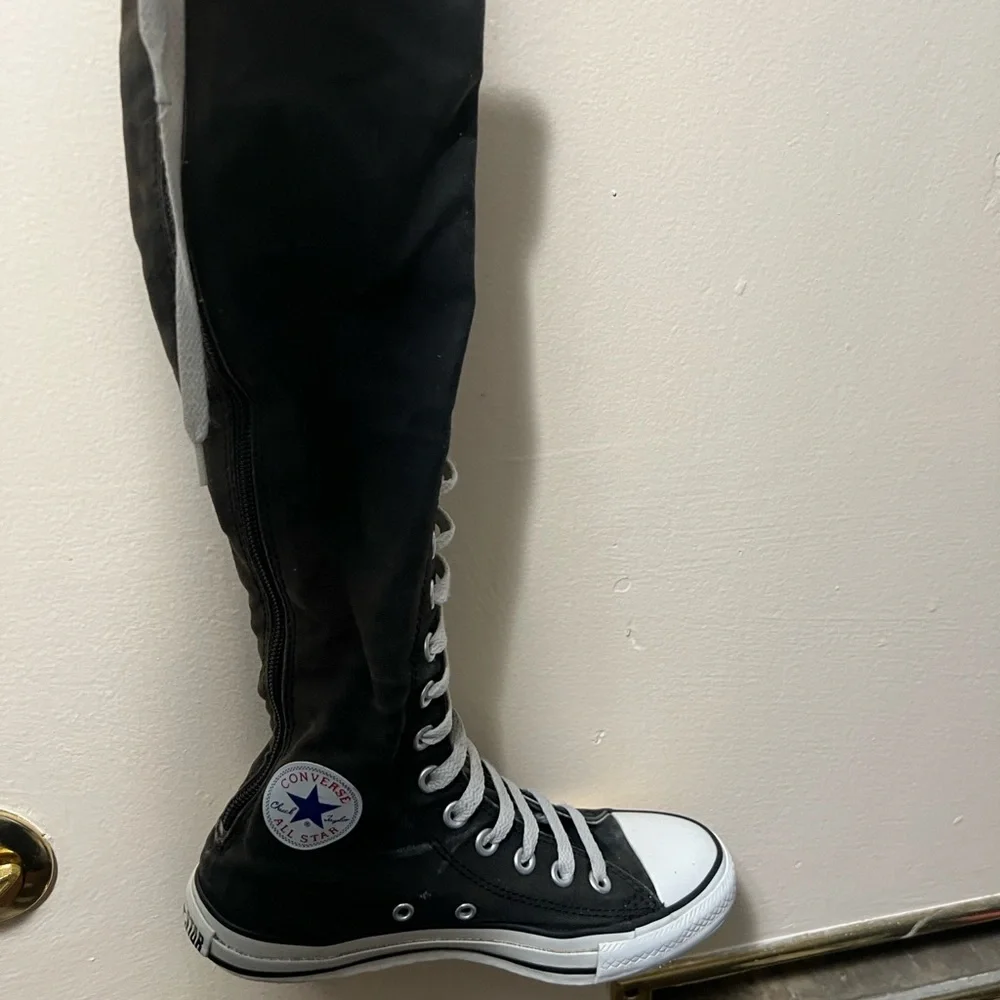 Converse Black Knee-High Sneakers with White Laces - Picture 4 of 10